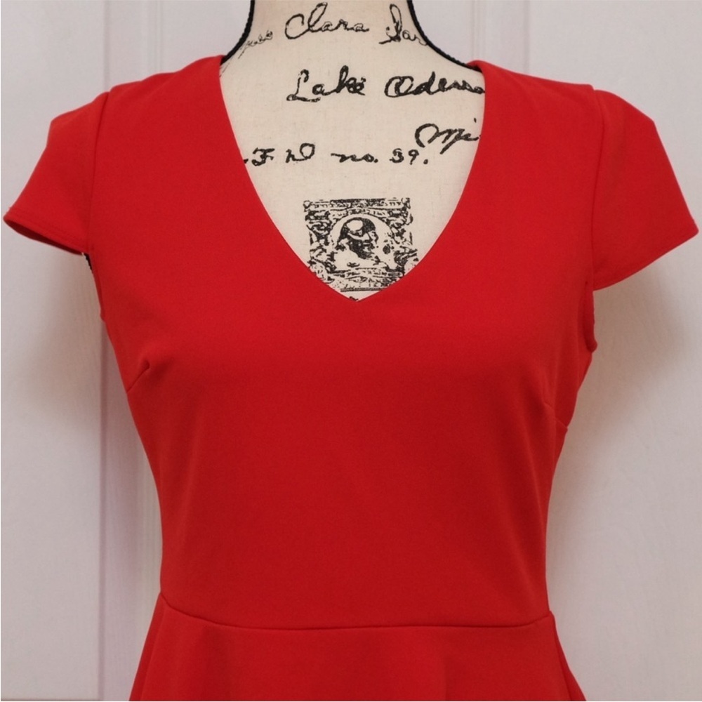 B Darlin Red Fit & Flare Bow Back Mini Dress | Cherry Girl Valentine NYE Size 9 - Picture 4 of 13